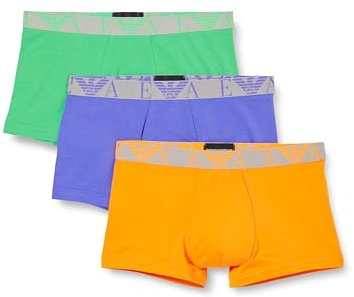 Emporio Armani Mens 3 Pack Logo Trunks Cotton