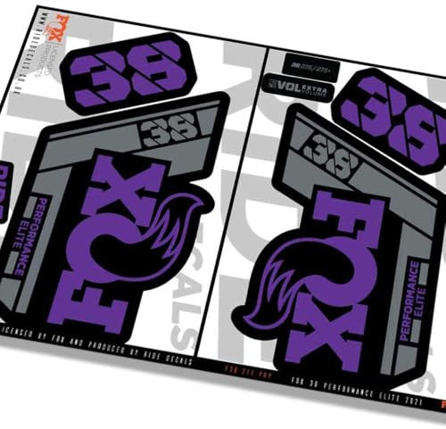 Fox 38 Performance Elite 2021 Autocollants pour fourche – Violet – Licence par Fox Mat