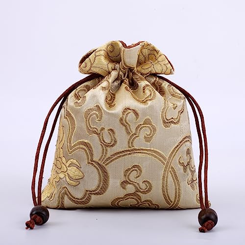 10 Stück Seide Schmuckbeutel 10*13cm Schmuckbeutel mit Kordelzug Chinesische Brokattasche Kleine Schmuck Aufbewahrungsbeutel Geschenksäckchen für Aufbewahrung von Schmuck, Juwelen, SüßIgkeiten