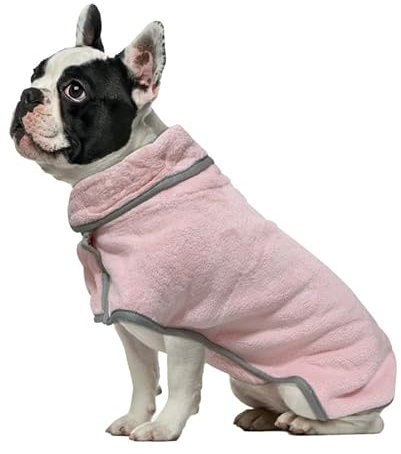 PetSmiler Hundebademantel - Saugfähiger Bademantel Hund mit Klett Hundebademantel Kleine Hunde Trocknet Schnell Hunde Bademantel nach dem Baden, Schwimmen oder Spaziergang im Regen (Rosa XS)
