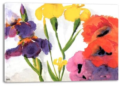 LZ6J8C9 Emil Nolde Berühmt leinwanddrucke bilder.Irises berühmtes Gemälde Reproduktion. Blumen Leinwand Wandkunst Bilder für Wohnkultur 75x105cm(29.5x41.3in) Gerahmt