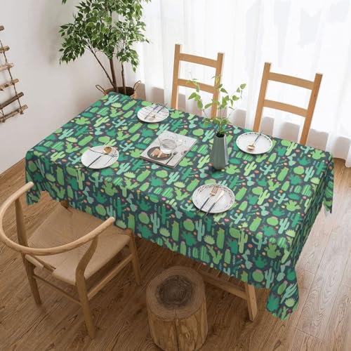 AvImYa Modische rechteckige Tischdecke (183 x 137 cm) für Küche, Esszimmer, Party, Urlaub, Weihnachtsbuffet, niedlicher Kaktus, nahtlose Illustrationsdrucke