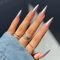 JUSTOTRY 24 Stück Grau Stiletto Nägel Zum Aufkleben Lang Motiv,Gradient French Press on Nails,Nude Mandel Künstliche Nägel,Spitz Fingernägel Fake Nails für Frauen Nail Art