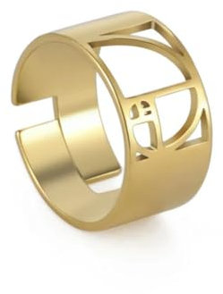 Fibonacci Spiral Ratio Ringe für Frauen Männer Edelstahl Gold Farbe einstellbare Geometrie Mathe Finger Ring Schmuck Geschenke