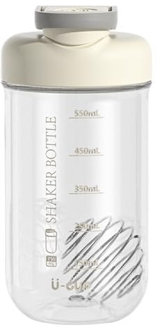 Greyoe Shaker Proteinshake, Classic Loop Shaker, Optimal Geeignet als Eiweiß Shaker, Protein Shaker, Wasserflasche, Trinkflasche, BPA frei, Skaliert Bis 750 ml, Gebrochenes Weiß
