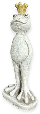 OriginalPaul Skulp & Betondesign Steinfigur - Frosch Eddy mit Krone Höhe 42cm und 3,7kg schwer - Frostsicher aus eigener Produktion für Haus und Garten bemalt