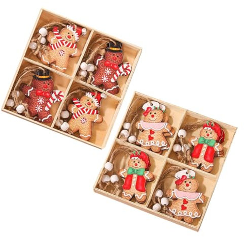 Amosfun Christmas Tree Decorations Large Gingerbread Man Baubles Mini Gingerbread Men Ornaments Festive Xmas Tree Decor