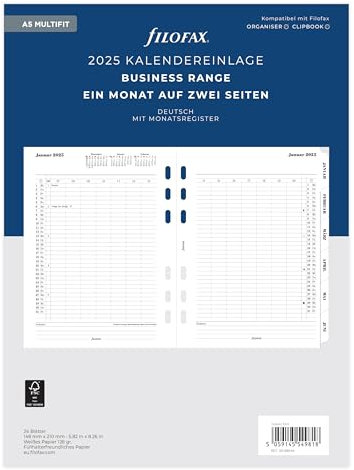 Filofax A5 Multi 1M/2S tabbed (deutsch)2025