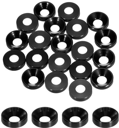 QUARKZMAN Rondelles Coniques M4 à Tête Fraisée, Diamètre du Trou 4,1 mm/0,16 Pouce, Rondelles en Aluminium pour Vis Rc/Fpv/Pc/Drone/Pièces de Modèles, Lot de 20 (Noir)