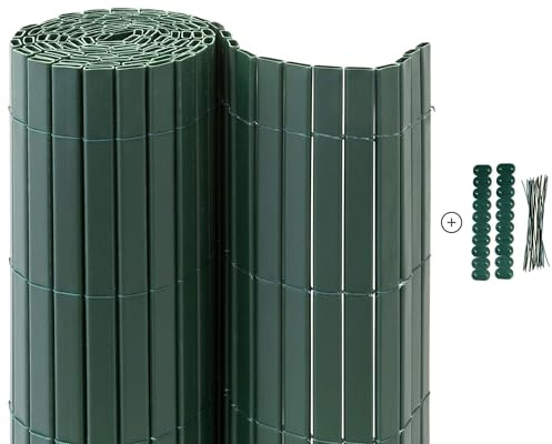 HEMERA Sichtschutzmatte PVC - grün - 90 x 1000 cm (2X 5m) - Zaunsichtschutz, Sichtschutzzaun, Balkonverkleidung, Zaunblende Garten Balkon Terrasse