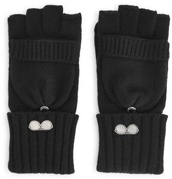 KARL LAGERFELD Uni Flip Top Fingerless Sunglasses Pin Gloves Handschuhe für kaltes Wetter, Schwarz, Einheitsgröße