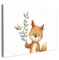 MuchoWow© Leinwand 120x80 cm Deko Schlafzimmer Aesthetic Leinwandbilder Kinderzimmer Mädchen Gemälde Foto Geschenk Living Room Decoration Fuchs - Waldtiere - Jungen - Äste - Blätter