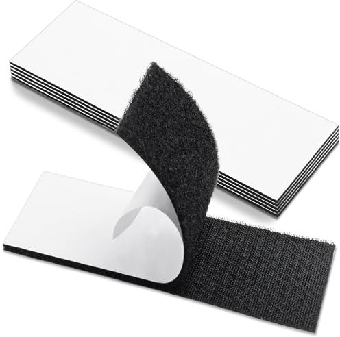 BRAVESHINE 60x180mm No Nails Adhesive Extra Strong, Black Double Sided Sticky Pads Heavy Duty, Hook and Loop Strip Tape, Number Plate Sticky Pads, Wall Mounting Tape Fasteners Tape for Indoor Outdoor