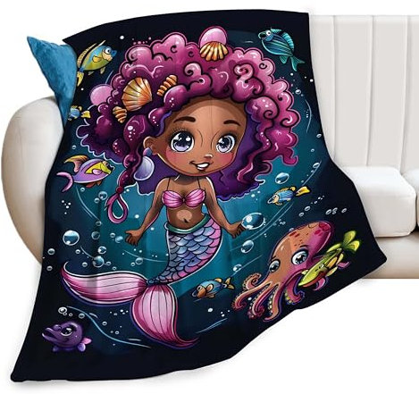 Meerjungfrauen-Decke, Meerjungfrau-Dekor, Überwurfdecke, Geschenke für Mädchen, Jungen, Meerjungfrau-Liebhaber, Winter-Couch-Bettwäsche, superwarm, weich, Plüsch, leicht, Fleece-Flanelldecke für