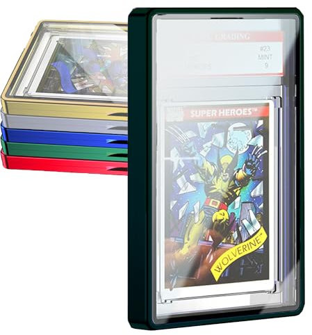 Protezione per carte di credito con telaio in metallo, magnetica, impilabile in alluminio e vetro per carte BGS/PSA, resistente ai raggi UV e ai graffi per carte sportive e da gioco