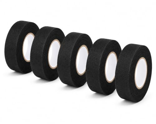 On1shelf Schwarzes Kabelbaum-Gewebeband, 25 mm x 15 m, hitzebeständig, ideal für Auto- und Motorrad-Elektrik sowie Kabelisolierung (5)