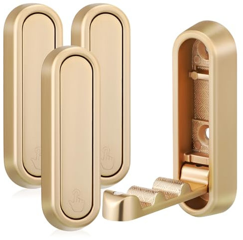 Alipis Lot de 4 Crochets Adhésifs Muraux Dorés – Patères Sans en Alliage de Zinc, Étanches et Antirouille, Porte-Serviettes Salle de Bain, Crochets Cuisine et Entrée, Décoration Murale Élégante