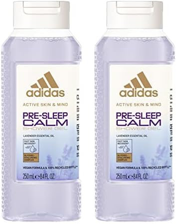 Adidas Active Skin & Mind Pre-Sleep Calm Shower Gel, Duschgel für Damen und Herren, 250 ml - Unisex (Packung mit 2)