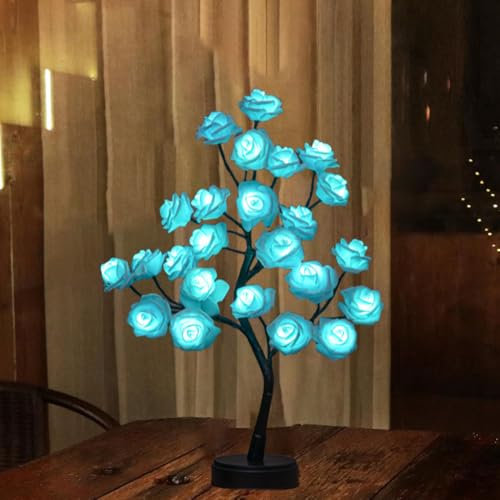 Rosenbaumlampe, Rosenblüten-Nachtlicht, LED-Tischleuchte in Rosa, Unterlampe als Geschenk für Mädchen zum Muttertag, beleuchteter Tischbaum als Weihnachtshochzeitsdekoration zum Valentinstag