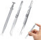 Vierone 3Pcs Piercing Tool Set - Stainless Steel Tweezer Clamp - Straight, Curved & Diamond Jewellery Tweezer - Piercing Ball Grabber