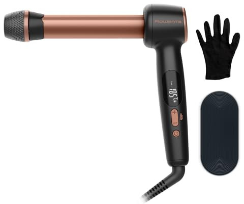 Rowenta Twist Curl, rizador de pelo, plancha para rizar el pelo en L, cilindro ajustable, 3tamaños de rizo, rizos que duran hasta 48h, CF4620E0