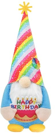 BFYSFBAIG Happy Birthday Gonk Plush, Cute Gnomes Decorations, Birthday Gnome Plush Gift, Home Ornaments Gift, Figurines Gonks Decorations for Birthday Party Home Kitchen Tabletop Gifts (Rainbow)