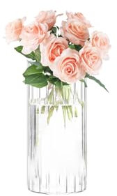 Vaso vetro trasparente cilindrico 15 cm – vaso decorativo da interno per fiori, candele galleggianti, centrotavola matrimonio – vaso in vetro moderno per salotto, cucina, ufficio e eventi eleganti