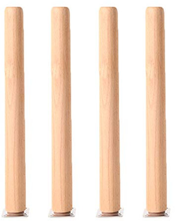 GLMGBP Lot de 4 Pieds de Table Ronds en Bois pour canapé, Table Basse, Table à Manger, 60 cm, Pieds de Meuble de Remplacement avec Plaque de Montage et vis, idéal pour la décoration intérieure