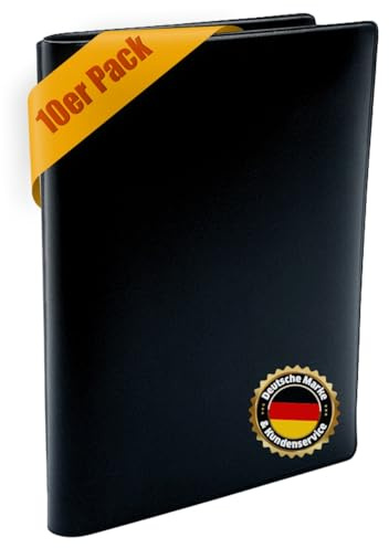 DADA LAB Fahrzeugscheinhüllen 10 Stück Schwarz – 2-Fach KFZ Papiere Mappe, Auto Bordmappe & Dokumenten Etui für Handschuhfach Organizer