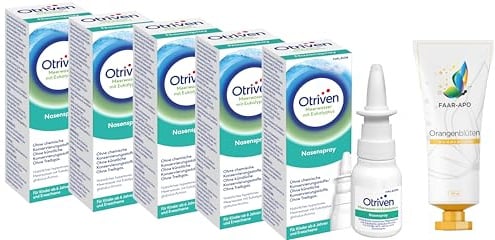 Otriven Meerwasser Nasenspray mit Eukalyptus Sparpack 5 X20 ml inkl. einer hochwertigen Handcreme Marke Faar-Apo