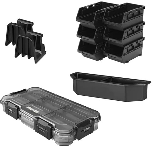 BUNKER Load-Up Accessory Kit 3 - Waterproof Organiser, Stackable Storage Bins, Nest Bin & Side Rail Hooks - IP65 Protection, High-Impact Design, Modular Tool Storage System