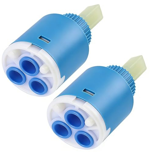 2 PCS Cartouche de robinet 35mm, Cartouche Céramique pour Mitigeur Robinet, Mitigeur Adaptée pour Cuisine et Lavabo, Remplacement Facile pour Robinet à Levier Unique