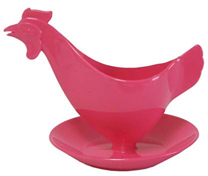 Sonja Plastic iconic chicken-shaped egg cup in pink colour, made in Germany