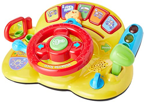VTech - Volante Loco, Juguete para bebés +12 Meses, 3 Modos de Juego, Enseña Animales, vehículos, Seguridad Vial, opuestos, más de 60 Canciones, melodías, Frases y Sonidos, Multicolor (80-166622)