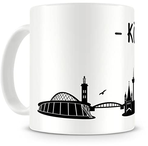 Samunshi® Köln Skyline Tasse Kaffeetasse Teetasse H:95mm/D:82mm weiß