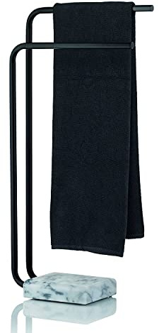 kela Handtuchhalter Varda, Metall, Marmor, schwarz, weiß, 2 Handtuchstangen, 20030