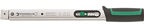 STAHLWILLE Nr. 730/10 QUICK Drehmomentschlüssel MANOSKOP auslösend, Doppelskala 20–100 N·m/15–72,5 ft·lb Werkzeugaufnahme 9x12 mm für Einsteckwerkzeuge