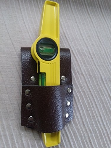Brown Pure Leather Level Holder Scaffolding Tools 10'' Magnetic Level 250mm + Single Frog Holder