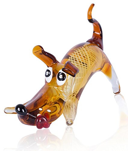 levandeo Designer Skulptur B x H x T: 16x20x30cm Glas Hund Glasfigur Deko Unikat Dekoration Geschenkidee