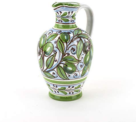 Huilier en céramique décoré à la main, huile sicilienne, céramique de Caltagirone Made in Italy (Olive)
