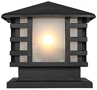 Außen Sockelleuchte Schwarz Aluminium Platz Zaunleuchte Wasserdichte E27 Wegellampe Aussen Gartenlampe Terrassen Garten Tor Rasen Landschaft Pollerlampe 25 * 22 * 27 cm