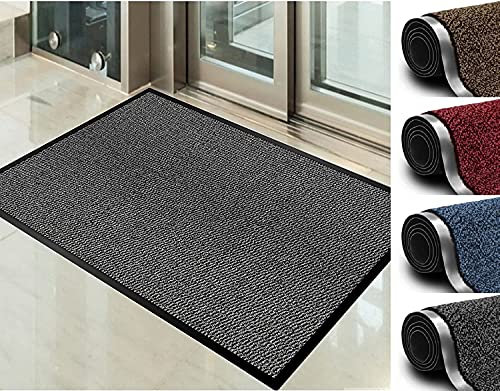 Stalwart Dirt Trapper Mat, Rubber Door Mat Indoor & Door Mat Outdoor,Heavy Duty Super Absorbent Non Slip Rubber Backed Barrier Mat Washable Indoor