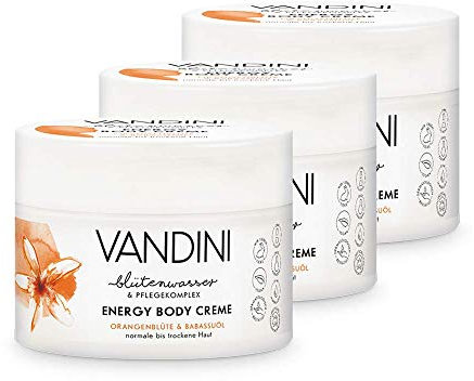 VANDINI Energy Body Creme Damen mit Orangenblüte & Babassuöl - Body Creme & Gesichtscreme für normale bis trockene Haut - vegane Body Creme für Frauen im 3er Pack (3x 200 ml)