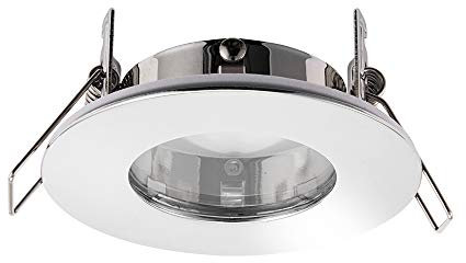 National Lighting SPECULO Ultra Slim Compact Chrome Fire Rated Downlight Recessed LED GU10 Round Spotlight Ceiling Light for Bathroom, Shower, Kitchen IP65 Rated