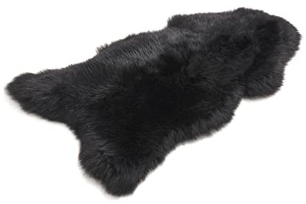 Cakla Lammfell Echt 120-130 cm - Schaffell Echt Groß - Fellteppich Schwarz - Weich und Flauschig - Fell für Stühle und Sofa - Natürliche Lammfell Teppich Wohnzimmer - Deko Schafsfell Felle