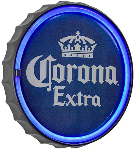 American Art Decor Corona Extra LED Neon Light Sign Wall Decor – Corona Beer Bottle Cap LED Neon Sign for Man Cave, Bar, Garage, Game Room – USB Powered (12.5”)