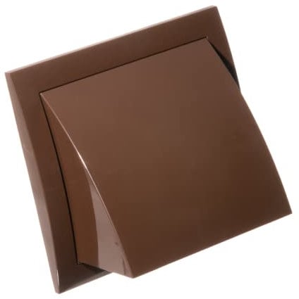 Ø 100mm / 4'' Cowled Duct Cover with Gravity Flap - Ventilation Grille with Rain and Wind Protection - External Air Vent Covers - ABS Plastic Brown