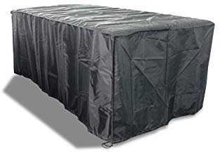 CONCEPT USINE - Housse De Salon De Jardin - Protection Waterproof Lusiana 6 Places Noir - House Table (155x94x68 cm) + 6 Housses chaises (60x90x113/140 cm) - Imperméable Coupe-Vent Robuste Durable