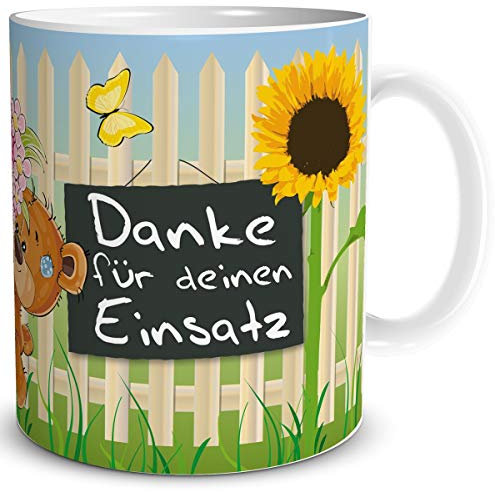 TRIOSK Tasse Danke lustig mit Spruch Bären Einsatz Dankeschön für Alles Geschenk Dankessprüche Frauen Freundin Männer Kollegen Chef Erzieher Bunt