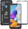 Yiakeng Hülle für Samsung Galaxy A21s, Samsung A21s Hülle, mit Schutzfolie, Stoßfest Schutzhülle Mit Ring Standfunktion Case Cover für Samsung Galaxy A21s (Schwarz)